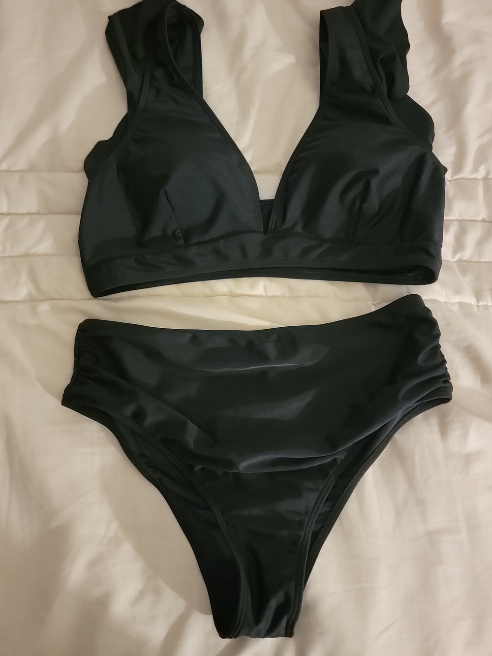 SHEIN Black V-Neck High-Waist Bikini Set